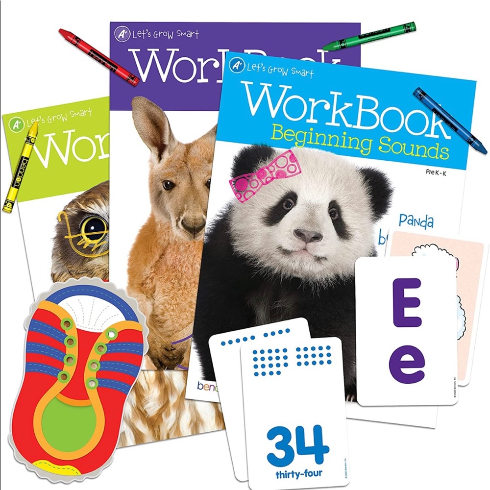 Learn at Home Kit K-1st grade, Workbooks, flash cards & more